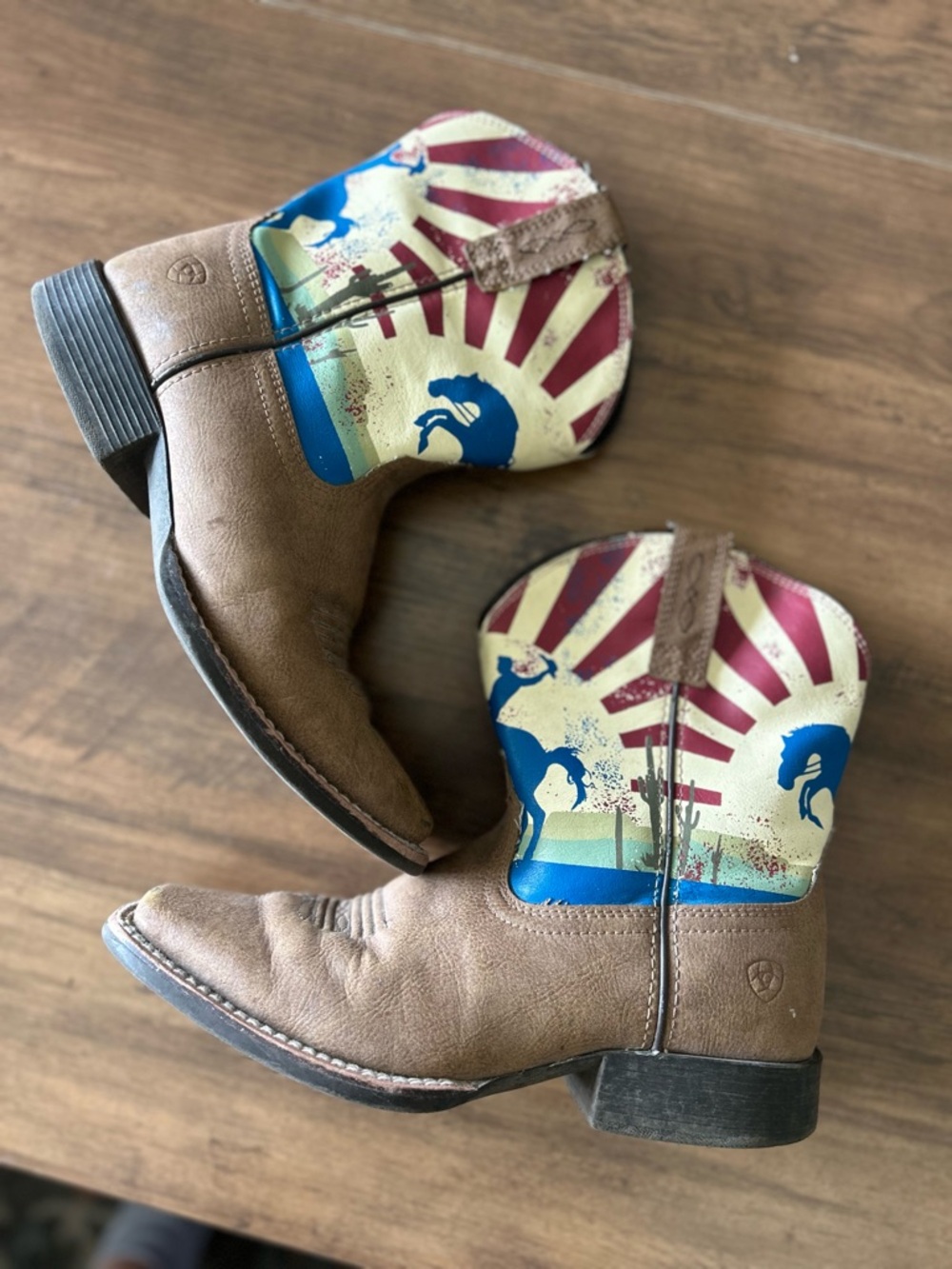 Ariat Brown and Black Leather Work Boot Interior View